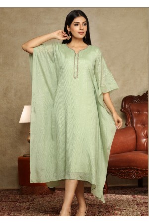 Light Green Georgette/Chiffon Kaftan Kurti 